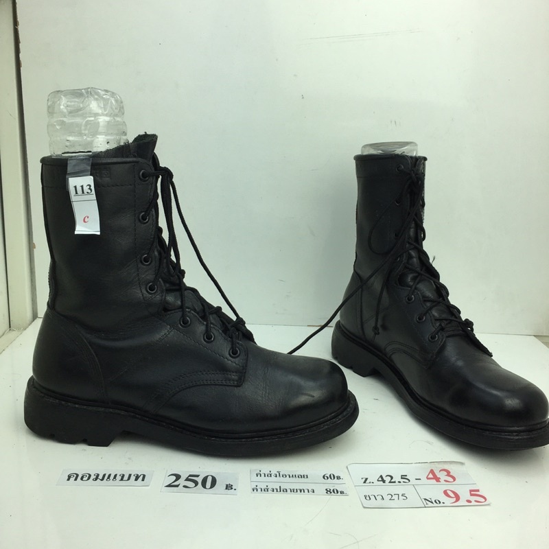 รองเท้าคอมแบท-combat-shoes-รองเท้าคอมแบททหาร-หนังสีดำ-สภาพดี-ทรงสวย-มือสอง-คัดเกรด-ของนอก-เกาหลี