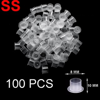 จุกใส่หมึกสักแบบมีฐาน ขนาด SS 100 ชิ้น จุกหมึก จุดใส่สีสัก Disposable Plastic Tattoo Ink Cup Pigment Holder Size SS 100