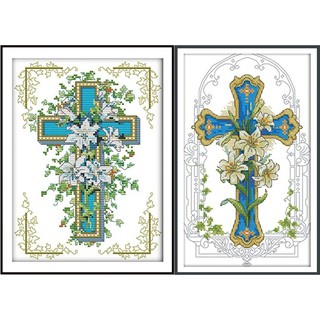 ชุดปักครอสติช ไม้กางเขน ดอกลิลลี่ (The cross Cross stitch kit)