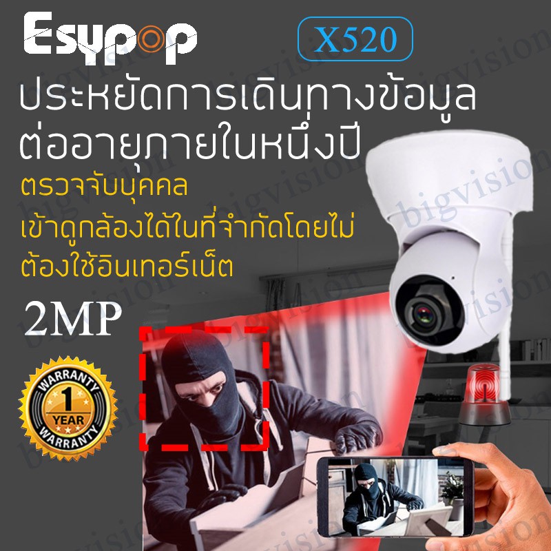 ภาพหน้าปกสินค้ารุ่น X520 กล้องวงจรปิดไร้สาย กล้องวงจรปิด กล้อง WIFI IP Camera ความละเอียด 2ล้าน มองกลางคืน 15เมตร ประกัน1ปี ICSEE APP จากร้าน bigvision_cctv บน Shopee