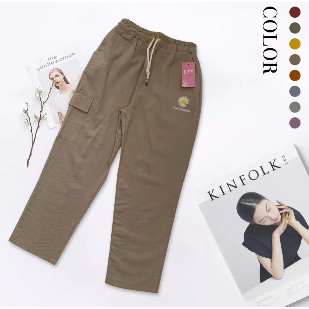 กางเกงผู้หญิง-กางเกงขายาว-กางเกงแฟชั่นกางเกงผู้หญิงทรงเกาหลีฟรีไซด์เอวยืดไซด์ใหญ่-ทรงวัยรุ่น
