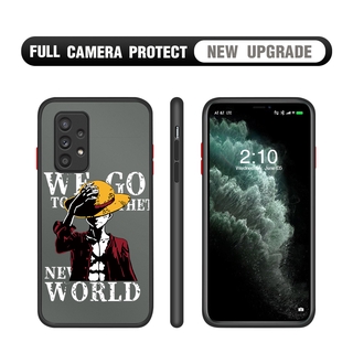 For Samsung Galaxy A52 A72 5G A32 4G A7 2018 ​เคสการ์ตูนอะนิเมะ (One Piece) Luffy Frosted เคสโทรศัพท์ใสแบบแข็งแบบเต็มฝาครอบป้องกันกล้องเคสโทรศัพท์เคสโทรศัพท์