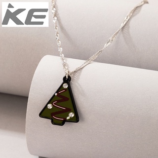 Festive Ornaments Christmas Tree Resin Single Necklaces Geometric Diamond Necklaces for girls