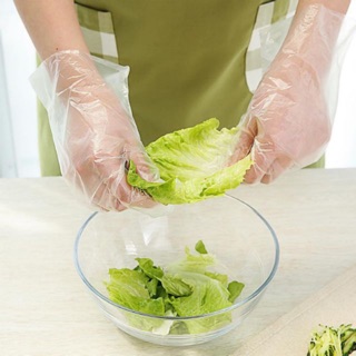 ถุงมือพลาสติกทำอาหาร (แพ็ค 100 ชิ้น)
