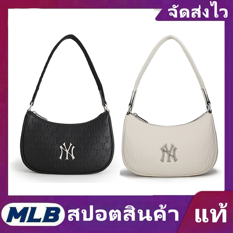 ภาพหน้าปกสินค้า2022 new แท้ MLB bag NY handbag PU shoulder กระเป๋าสะพายไหล่ Underarm bag กระเป๋า Ny MONOGRAM EMBOSSED HOBO BAG women
