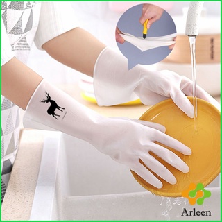 Arleen ถุงมือทำความสะอาด ถุงมือล้างจาน ถุงมือกันน้ำ เเบบยาว Size S &amp; M Rubber gloves
