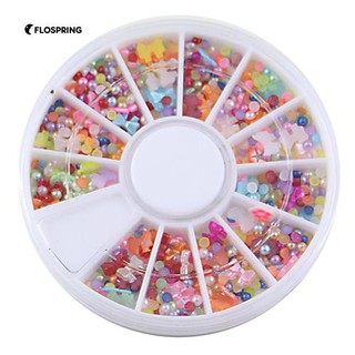 500Pcs พลอยกลับ Round เพิร์ลมุกลูกปัดมุกตกแต่งเคล็ดลับ Art Nails