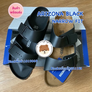 Birkenstock Arizona Black พื้นดำ &amp; Black หนังแท้ทรง narrowเหมาะกับเท้าผอมsize 41,45