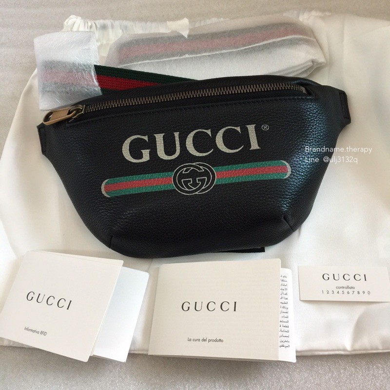 new-gucci-print-mini-beltbag-สีดำ