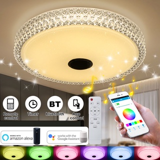 โคมไฟติดเพดาน LED RGB 72W WiFi บลูทูธ ควบคุมด้วยแอพ พร้อมรีโมต