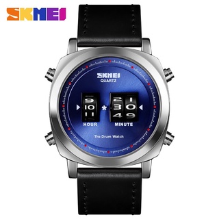 SKMEI Simple Quartz Watch Fashion Casual Design Men Watch Patented Product 3Bar Waterproof Leather Band montre