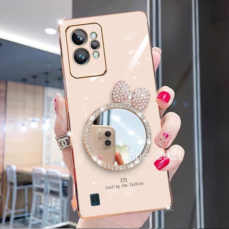 2022-new-casing-เคส-realme-c31-c35-narzo-50a-prime-narzo-50-realme-9-pro-plus-9pro-phone-case-with-makeup-mirror-and-pearl-butterfly-bow-soft-case-back-cover-เคสโทรศัพท