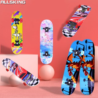 Allsking สเก็ตบอร์ดลายการ์ตูน Skateboard สเก็ตบอร์ด 60 cm ฝึกทักษะการทรงตัว เมเปิ้ลสเก็ตบอร์ด สเก็ตบอร์ดเด็ก4ล้อ