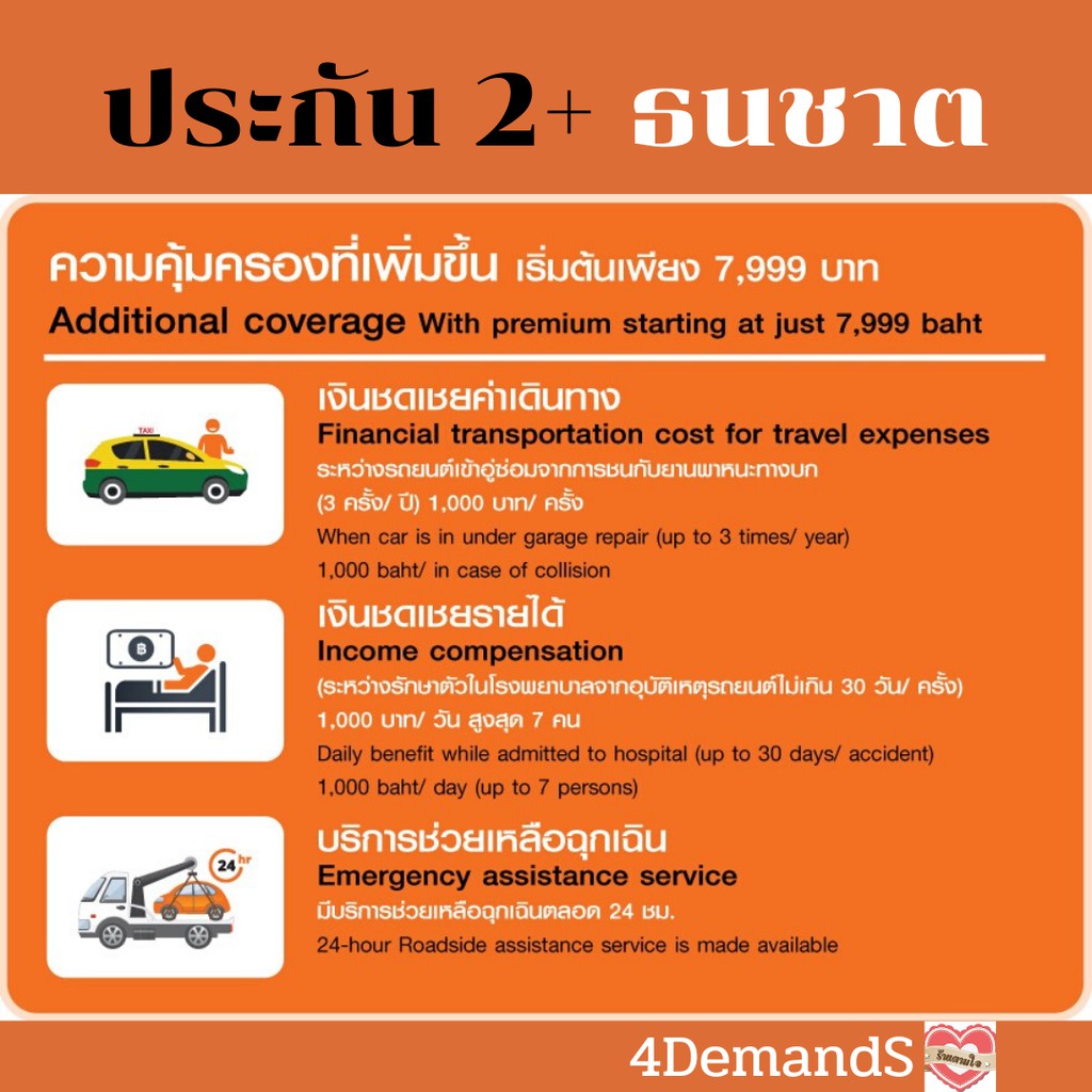 ประกัน รถยนต์ 2+ ธนชาต (จัดเต็ม) ทุนซ่อมรถ 100,000 และ 200,000​ สำหรับ​  เก๋ง​ กระบะ | Shopee Thailand