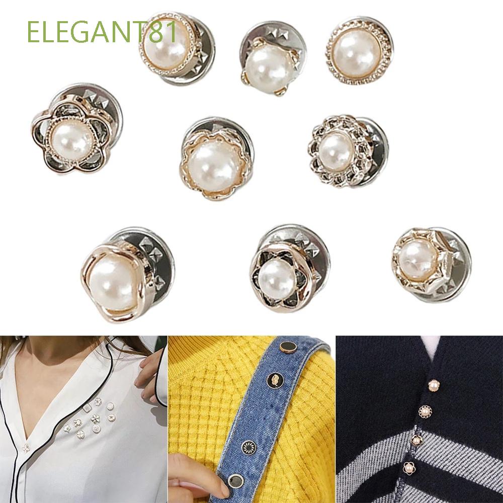 elegant81-เข็มกลัดติดกระดุมสไตล์เกาหลีสําหรับตกแต่งเสื้อผ้าผ้าพันคอ-10ชิ้น-ชุด
