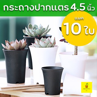 กระถางปากแตร 4.5" (4.5นิ้ว) กระถางทรงสูง กระถางแคคตัส กระถางกระบองเพชร กระถางพลาสติก 10 ใบ