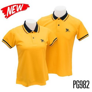 สินค้า King Pegasus - เสื้อโปโลผู้ชาย Pegasus ผ้านิ่มใส่สบาย สีเหลือง ปกดำ รหัส PG982
