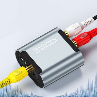 Optical Toslink SPDIF Coax Digital to Analog Audio Converter Adapter RCA R/L+สายoptical 1ม*