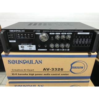 แอมป์ขยาย SOUNDMILAN AV-3326 พร้อมขับตู้ลำโพง10-12นิ้ว