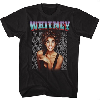 T-shirt  ราคา เสื้อยืดลําลอง พิมพ์ลายโลโก้ Whitney Houston IM Every Music แฟชั่นสําหรับผู้ชายS-5XL