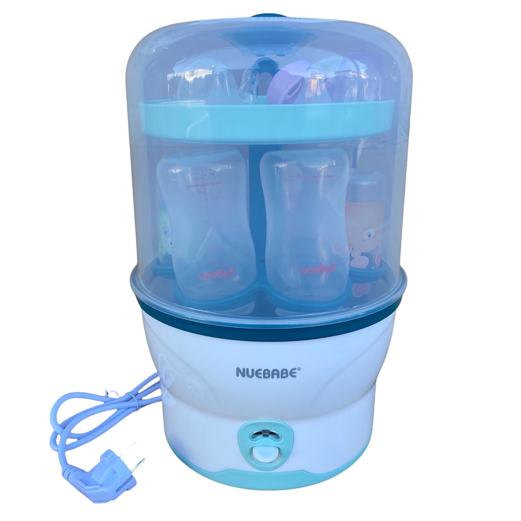 nuebabe-หม้อนึ่งขวดนม-เครื่องนึ่งขวดนมไฟฟ้า-electronic-steam-sterilizer-แบบอบไอน้ำ-เครื่องสีฟ้า-ba0001