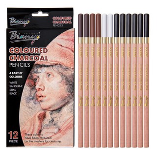 COROT Coloured Charcoal Pencils 4 Earty Colours สีไม้คาร์บอน ชุด 4 สี 12แท่ง เอิร์ทโทน