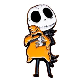 Nightmare before Christmas enamel pin Jack Skellington kidnap Oogie Boogie brooch spooky skull badge Halloween accessory