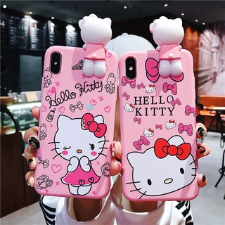 เคส Infinix Hot 11 11S 10 10S 9 8 Play NFC Note 10 8 Pro Smart 6 5 4 Tecno Spark 6 GO Smart6 2G 32G 3G 64G 3D Cartoon Hello Kitty Soft Case With Doll