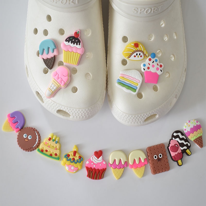 กระดุม-รูปรองเท้า-crocs-jibbitz-pins-สีสันสดใส-สําหรับทําขนมหวาน-diy