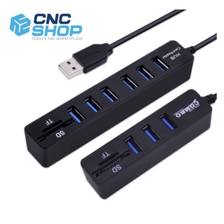 USB HUB Combo 6 พอร์ต 2.0 เครื่องอ่านการ์ด Micro SD/TF ความเร็วสูง USB Splitter HUB Combo อุปกรณ์เสริมสำหรับเครื่องคอมพิ