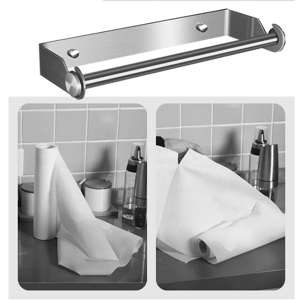 biho-stainless-steel-paper-towel-holder-punch-free-towel-rack-wall-mounted-roll-paper-stand-for-bathroom-kitchen