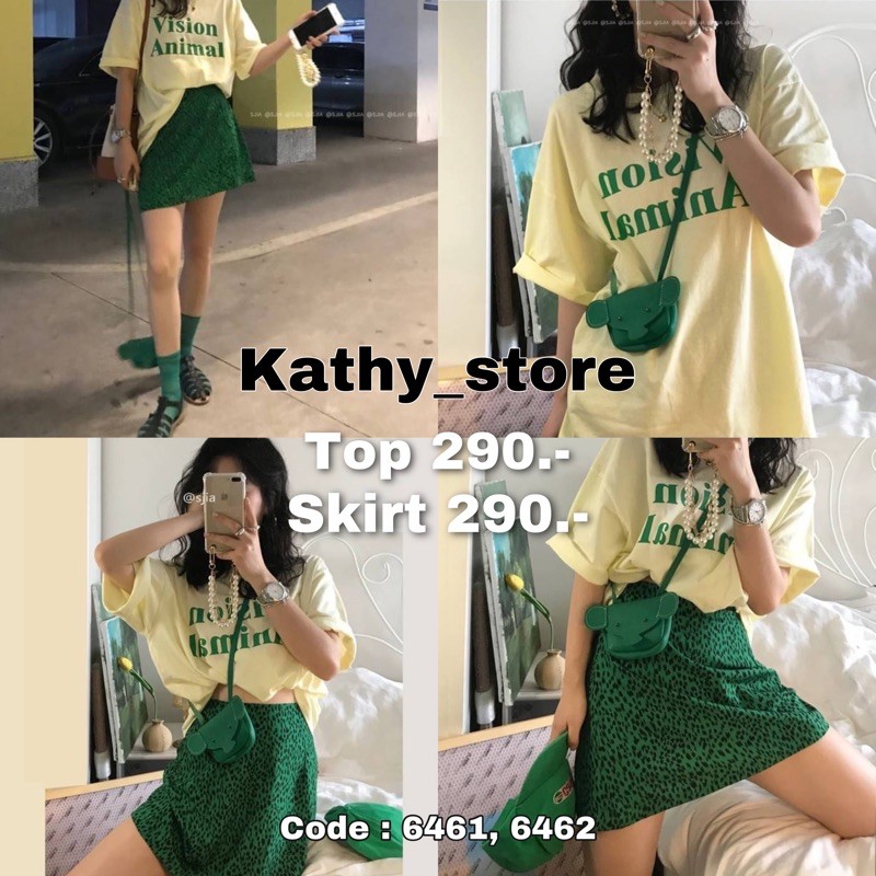 เสื้อยืด-กระโปรง-ขายแยกชิ้น-พร้อมส่ง-6461-6462