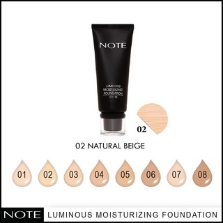 NOTE COSMETICS LUMINOUS MOISTURIZING FOUNDATION 02 NATURAL BEIGE