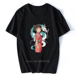 [S-5XL] เสื้อยืดแขนสั้น พิมพ์ลายการ์ตูนอนิเมะ Studio Ghibli Miyazaki Hayao Spirit Away น่ารัก สไตล์ญี่ปุ่น คลาสสิก เหมาะ