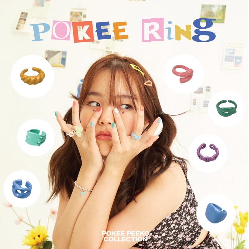 ภาพหน้าปกสินค้าPOKEE RINGS แหวนทองเหลืองชุบเคลือบสี by pokee peeko ดัดปรับขนาดได้