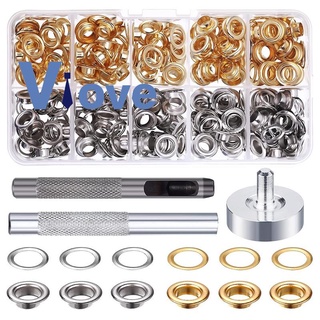 100 Sets 1/4 Inch Grommet Kit with 3Pieces Install Tool Kit, 2 Colors