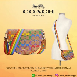 COACH ELLEN CROSSBODY IN RAINBOW SIGNATURE CANVAS (COACH C4098)