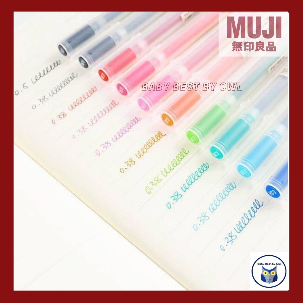 muji-พร้อมส่ง-ปากกาเจลแบบปลอก-ขนาด-0-38-mm-0-5-mm-0-7-mm-แบบกด-และ-แบบปลอก-smooth-gel-ink-ballpoint-pen