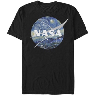 100%cotton เสื้อยืดผู้ชายแฟชั่น Mens NASA Starry Night Logo T-Shirt men เสื้อ ยืด ผู้ชาย คอกลม โอเวอร์ ไซส์