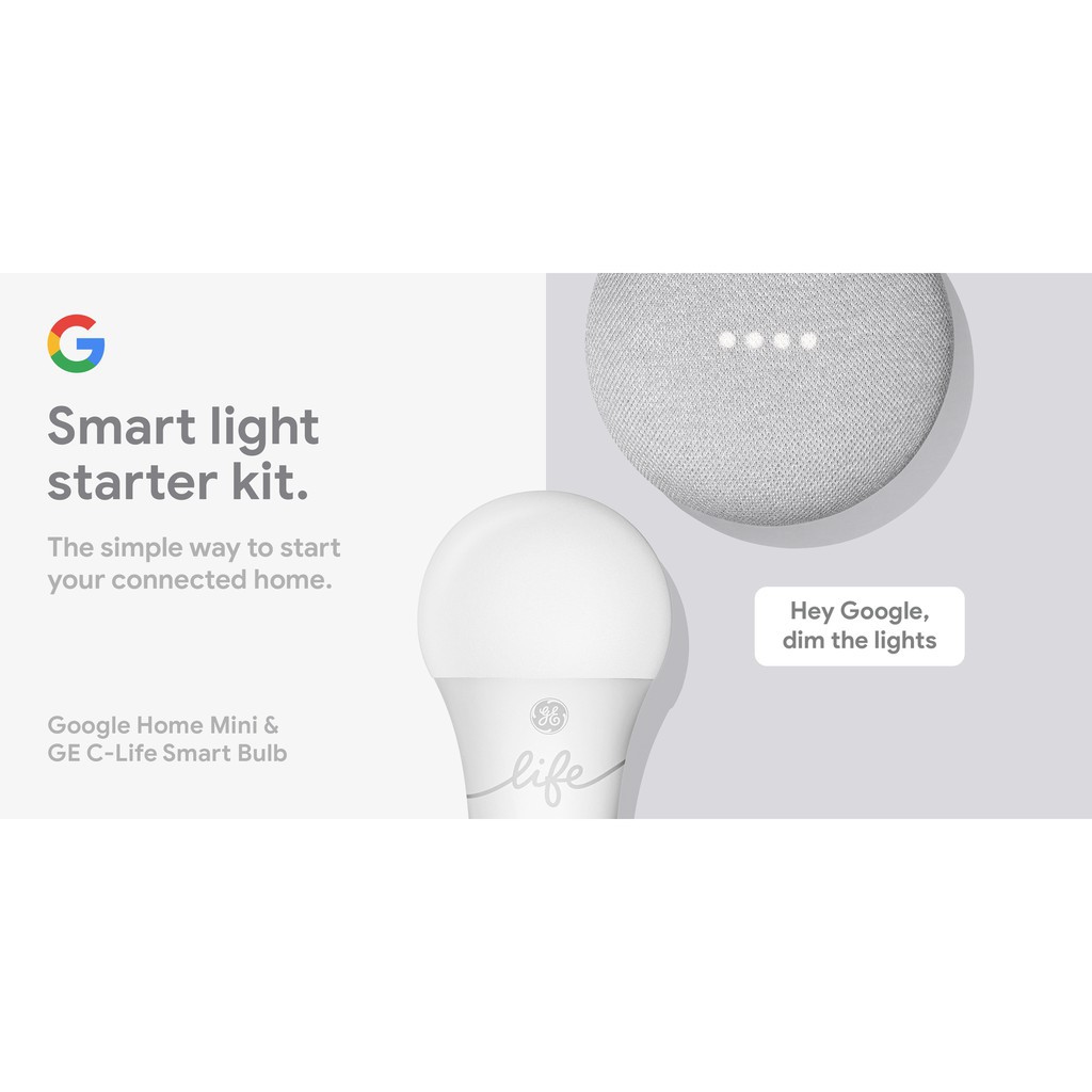Google Home Mini and GEC Life Smart Bulb (Smart Light Starter Kit) พร้อมหลอดไฟอัจฉริยะ GE
