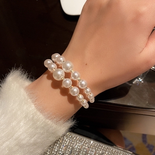 ✨BELLA✨European and American exaggerated atmosphere design pearl double bracelet