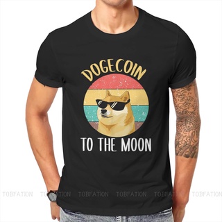 เสื้อยืดวินเทจเสื้อยืดผ้าฝ้าย แขนสั้น คอกลม พิมพ์ลาย Dogecoin To The Moon Crypto Coin สไตล์คลาสสิก โอเวอร์ไซซ์ สําหรับผู