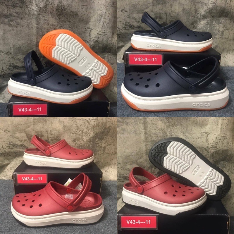 ภาพหน้าปกสินค้ารองเท้าแตะ CROCS CROCBAND Full Force Clog (size4-11) สีแดง สีกรม จากร้าน teejumbos บน Shopee