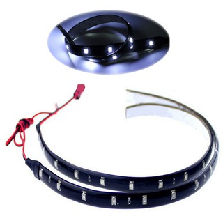 สายไฟ 15SMD LED Strip DRL แบบยืดหยุ่น 30ซม. กันน้ำ สำหรับตกแต่งรถยนต์ 2 ชิ้น