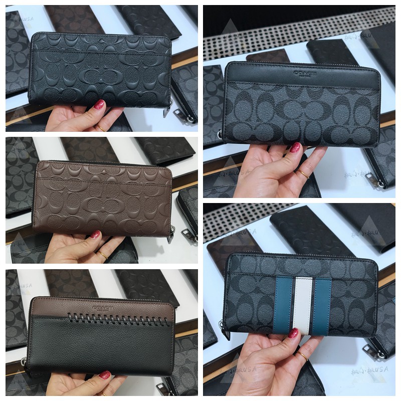 กระเป๋าสตางค์ผู้ชาย-coach-ของแท้กระเป๋าสตางค์หนังมือยาว-business-clutch-multi-card-position-change-card-holderf26070