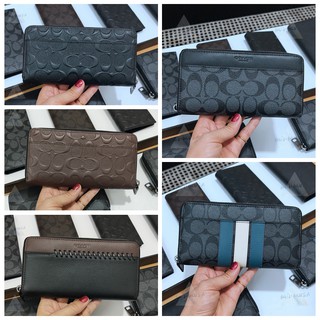 กระเป๋าสตางค์ผู้ชาย COACH ของแท้กระเป๋าสตางค์หนังมือยาว Business Clutch Multi-Card Position Change Card HolderF26070