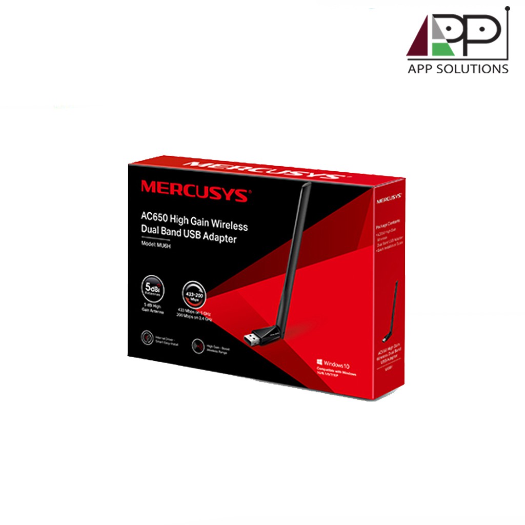 Mercusys USB Adapter AC650 High Gain(อุปกรณ์รับสัญญาณ) รุ่นMU6h(ประกัน1 ...