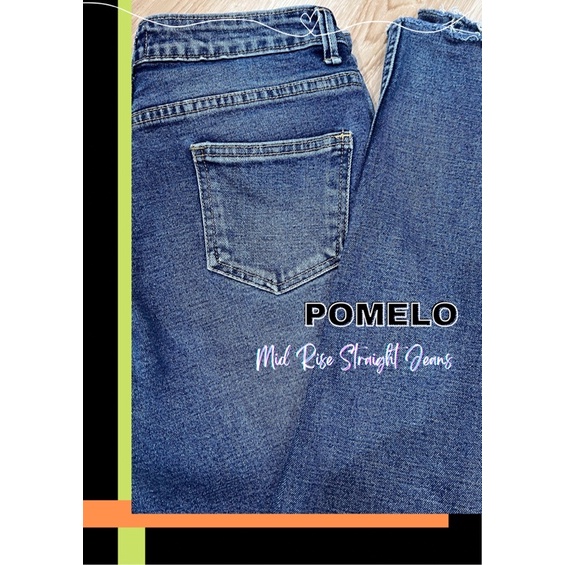กางเกงยีนส์-pomelo-mid-rise-straight-jeans-size-m-มือสอง