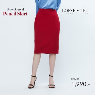 Lofficiel กระโปรงทรงแคบ กระโปรงทำงาน Pencil Skirt โทนสีแดงขับผิว (FZ14DE)