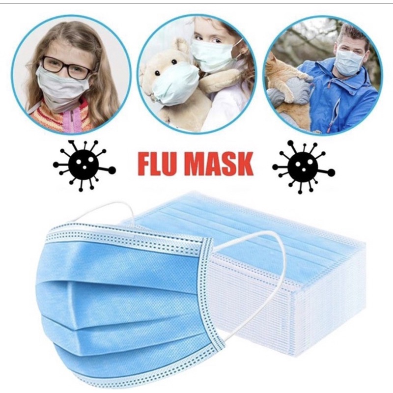 หน้ากากอนามัย-หน้ากากแมสฟ้า-สั่ง-1กล่อง-50-ชิ้น-ป้องกันเชื้อโรค-import-surgical-face-mask